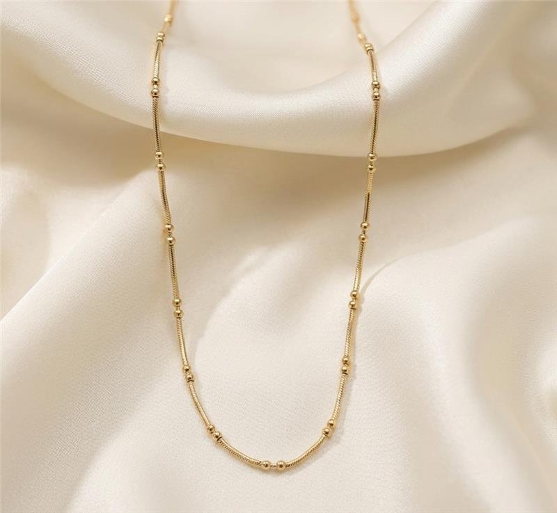 Colar corrente snake com esferas gold
